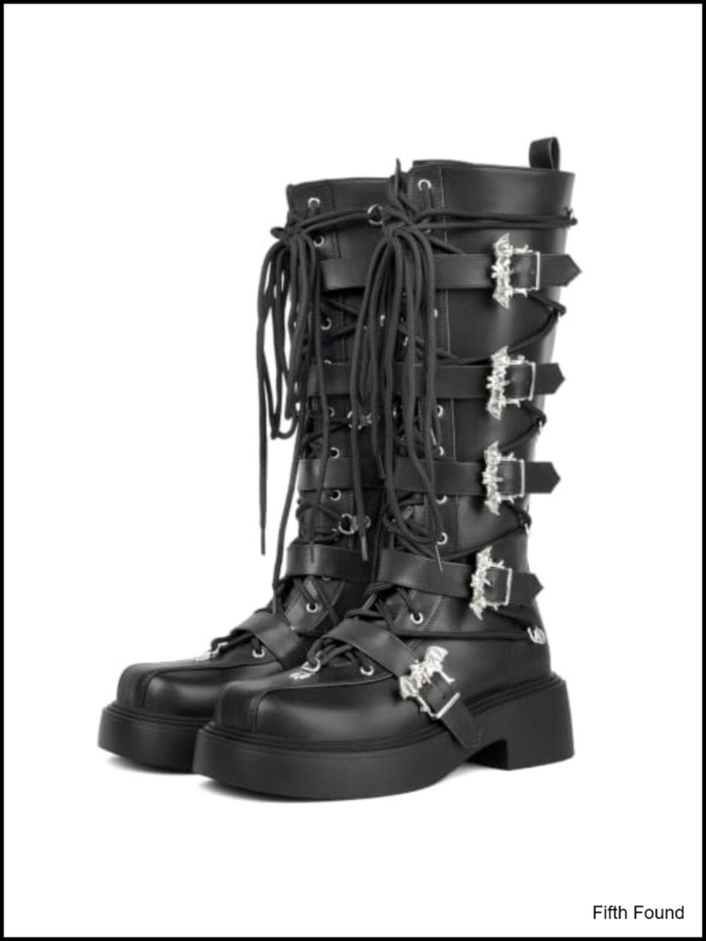 Womens Platform Combat Boots Mid Calf Goth Punk Lace Up Zip